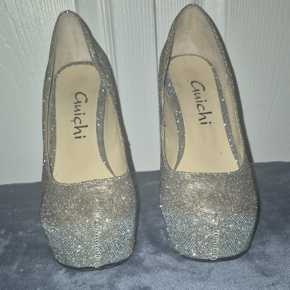 Silver Glitter Heels for Women